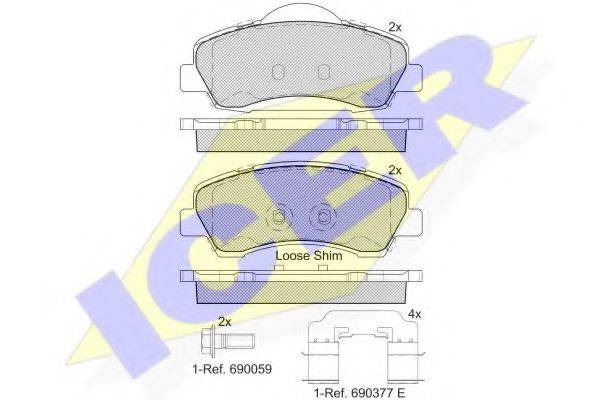 Комплект тормозных колодок, дисковый тормоз ICER 182131-067