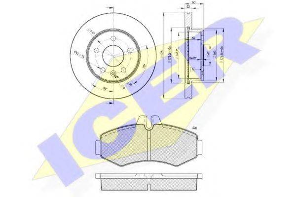 Комплект гальм, дисковий гальмівний механізм ICER 31288-6380