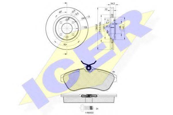 ICER 314514750 Комплект гальм, дисковий гальмівний механізм