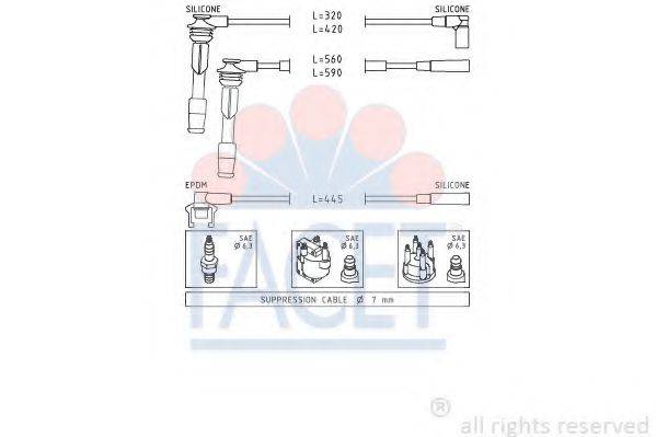 FACET 48802 Комплект проводов зажигания