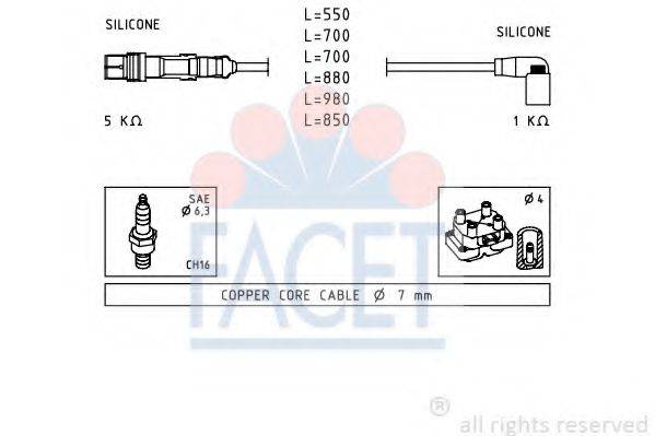 Комплект проводов зажигания FACET 4.9605