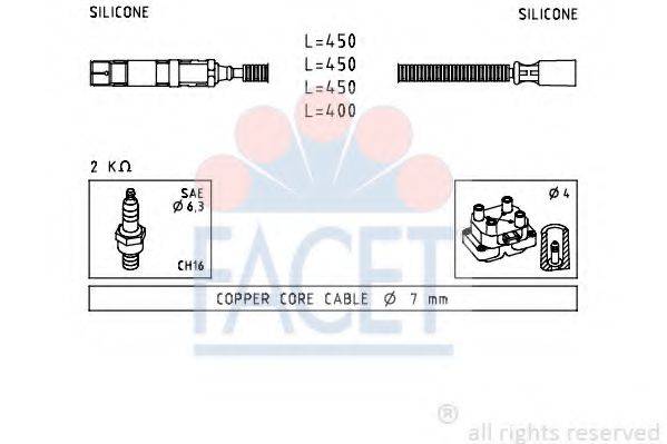 Комплект проводов зажигания FACET 4.7234