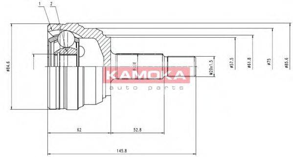 KAMOKA 6612 Шарнірний комплект, приводний вал