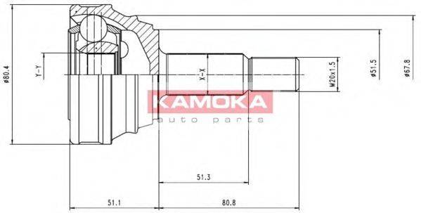KAMOKA 6614 Шарнірний комплект, приводний вал