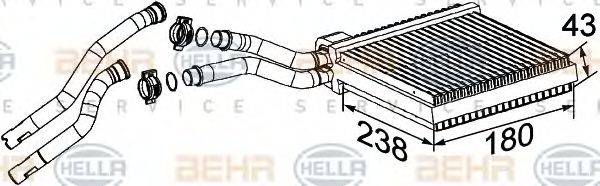 Теплообмінник, опалення салону HELLA 8FH 351 315-641