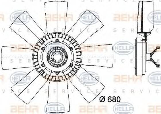 Вентилятор, охолодження двигуна HELLA 8MV 376 727-101