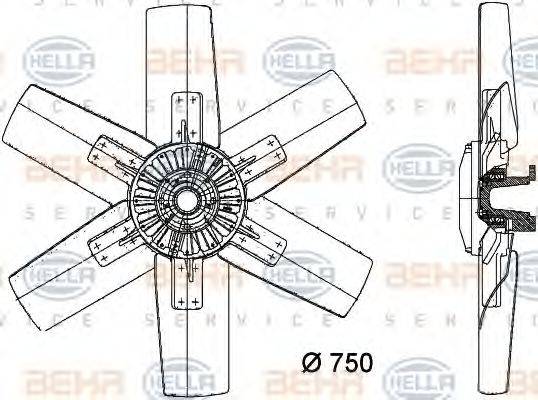 Вентилятор, охлаждение двигателя HELLA 8MV 376 730-241