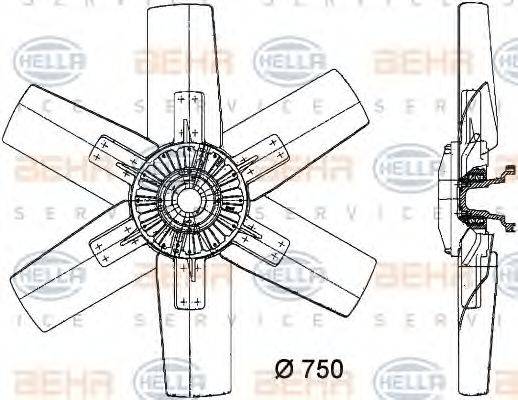 Вентилятор, охолодження двигуна HELLA 8MV 376 730-311