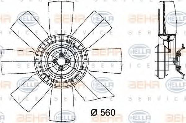 Вентилятор, охолодження двигуна HELLA 8MV 376 731-101