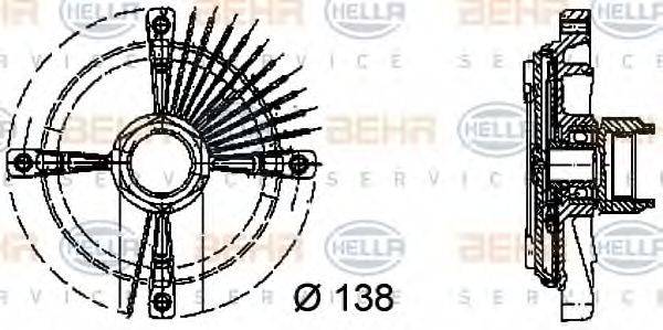 Зчеплення, вентилятор радіатора HELLA 8MV 376 732-161