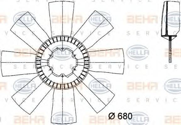Крильчатка вентилятора, охолодження двигуна HELLA 8MV 376 733-071