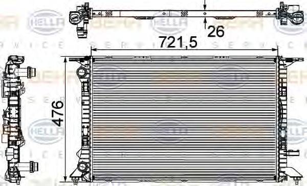 Радіатор, охолодження двигуна HELLA 8MK 376 745-581