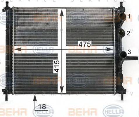 Радиатор, охлаждение двигателя HELLA 8MK 376 900-094