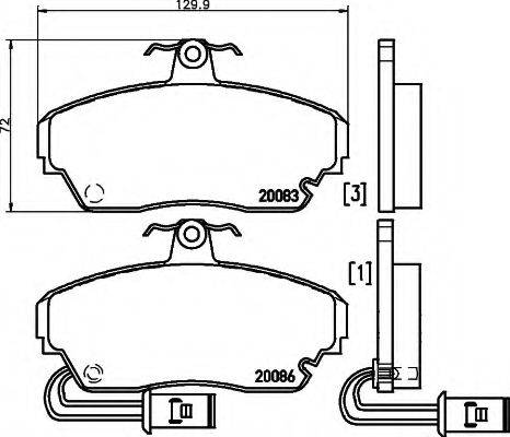 Комплект тормозных колодок, дисковый тормоз HELLA 8DB 355 006-321