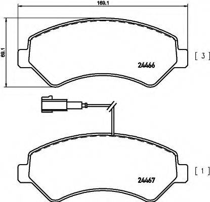 Комплект тормозных колодок, дисковый тормоз HELLA 8DB 355 019-901