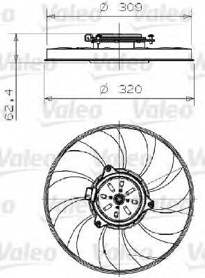 Вентилятор, охлаждение двигателя VALEO 696002
