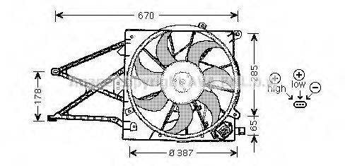 Вентилятор, охолодження двигуна AVA QUALITY COOLING OL7509