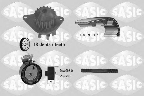 Водяний насос + комплект зубчастого ременя SASIC 3900003