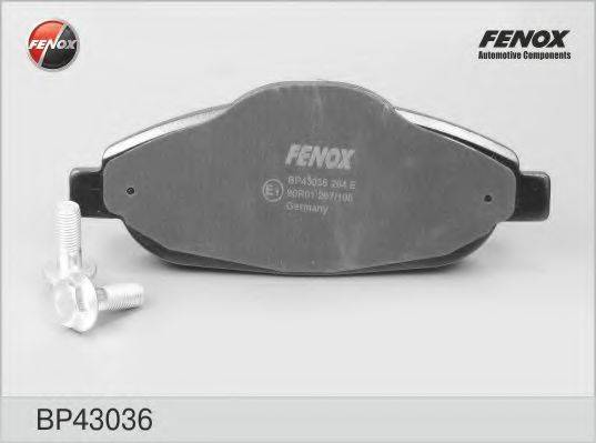 Комплект гальмівних колодок, дискове гальмо FENOX BP43036