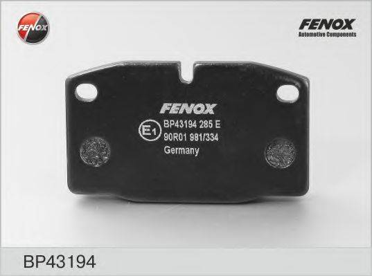 Комплект гальмівних колодок, дискове гальмо FENOX BP43194