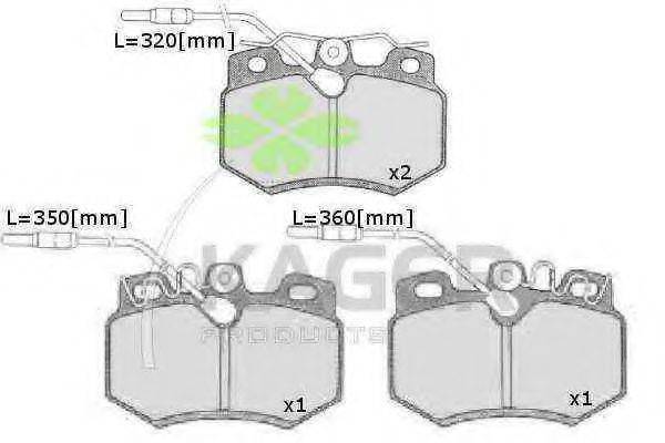 Комплект тормозных колодок, дисковый тормоз KAGER 35-0179