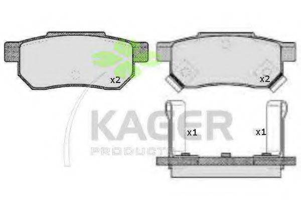 Комплект тормозных колодок, дисковый тормоз KAGER 35-0299
