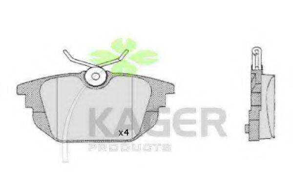 Комплект тормозных колодок, дисковый тормоз KAGER 35-0475