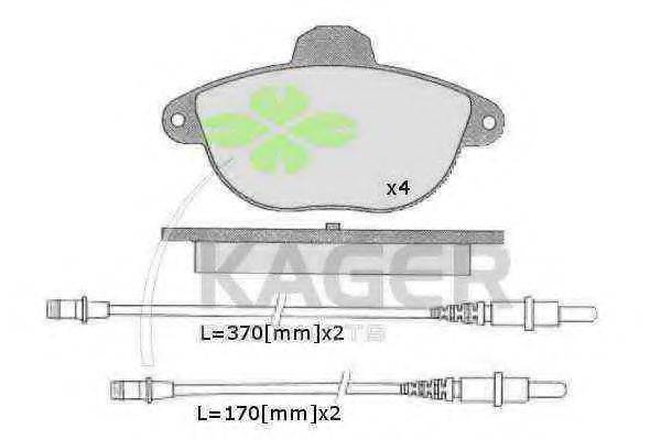 Комплект тормозных колодок, дисковый тормоз KAGER 35-0523