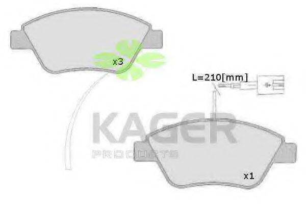 KAGER 350541 Комплект тормозных колодок, дисковый тормоз