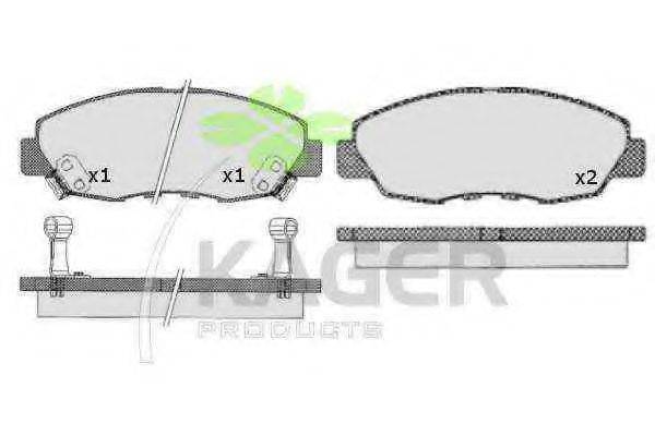 Комплект тормозных колодок, дисковый тормоз KAGER 35-0591