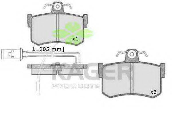 Комплект тормозных колодок, дисковый тормоз KAGER 35-0668