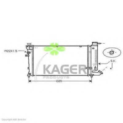 Радіатор, охолодження двигуна KAGER 31-0173