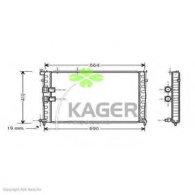 Радіатор, охолодження двигуна KAGER 31-0180