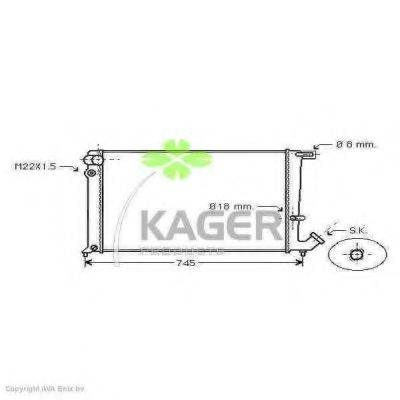 Радіатор, охолодження двигуна KAGER 31-0185