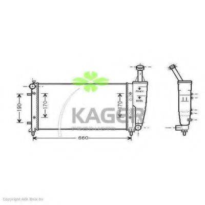 Радіатор, охолодження двигуна KAGER 31-0456