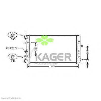 Радиатор, охлаждение двигателя KAGER 31-0996