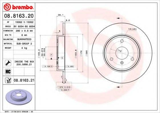 BRECO BS6054 Тормозной диск