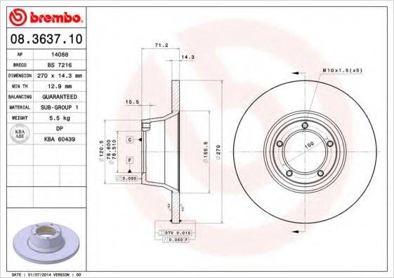 BRECO BS7216 Тормозной диск