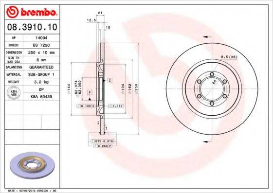 BRECO BS7230 Тормозной диск