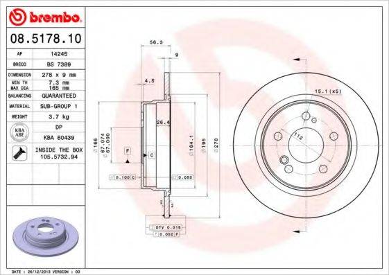 BRECO BS7389 Тормозной диск