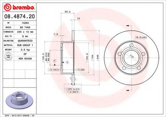 BRECO BS7405 Тормозной диск