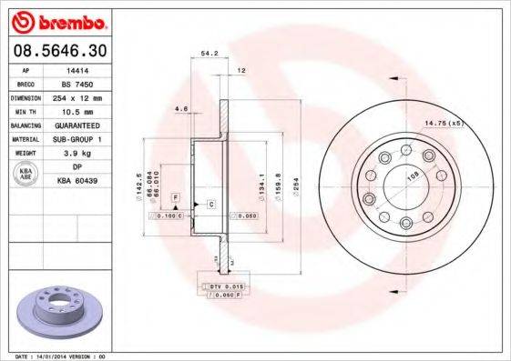 Тормозной диск BRECO BS 7450