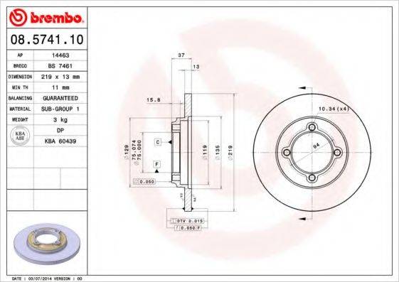 Тормозной диск BRECO BS 7461