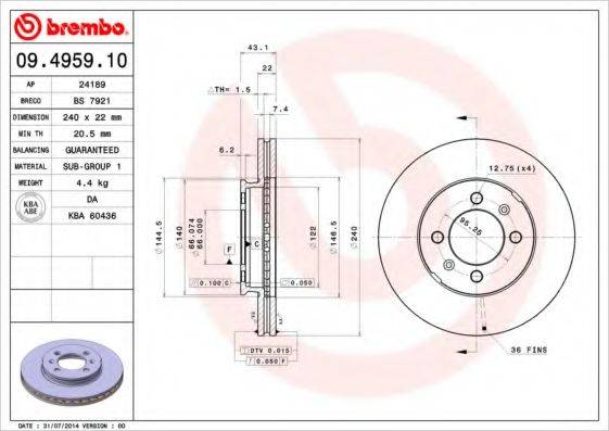 BRECO BS7921 Тормозной диск