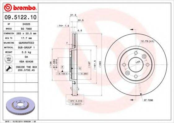 Тормозной диск BRECO BS 7960