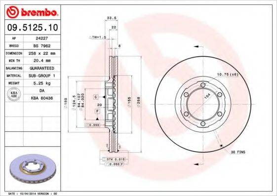 BRECO BS7962 Тормозной диск