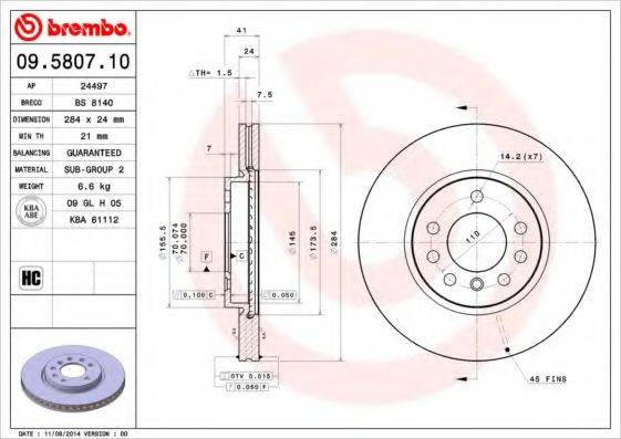 BRECO BS8140 Тормозной диск