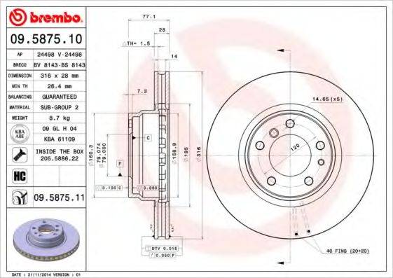 BRECO BS8143 Тормозной диск