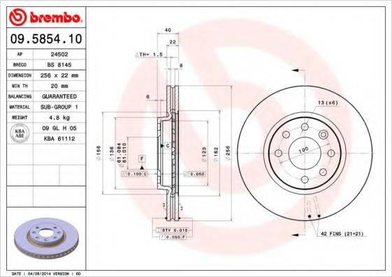Тормозной диск BRECO BS 8145