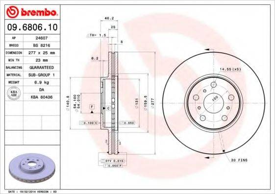 BRECO BS8216 Тормозной диск